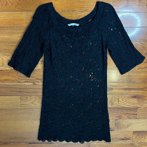 Diane Von Furstenberg Dresses & Skirts - Diane von Furstenberg Black Lace Mini Dress 3/4 Sleeve Women’s 10 EUC